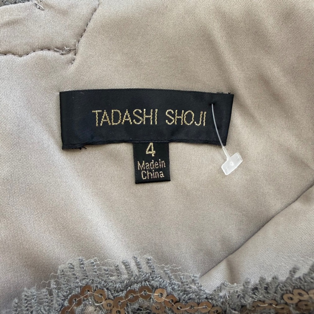Tadashi Shoji Bronze Olive Sequin Lace Sheath Cocktail Dress Sz 4 Art Deco‎ Glam - Picture 11 of 16
